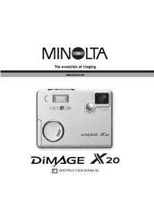 Minolta Dimage X 20 manual. Camera Instructions.